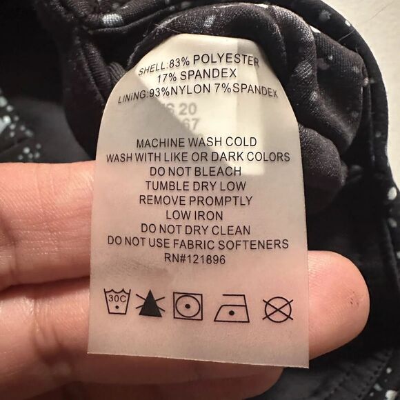 Title Nine Legging Womens Medium Black White Grey Splatter Print Pullon Stretch - Picture 9 of 10